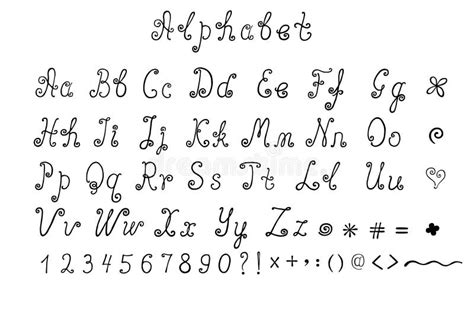 English Alphabet with Handwritten Letters, Numbers and Symbols. Manual ...