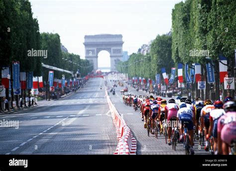 Riders at the Tour De France on the final stage on Champs Elysees in Paris France on July 20th ...