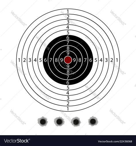 Military target with set bullet holes Royalty Free Vector