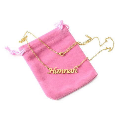 Name Necklace Hannah 18ct Gold Plated-gift Box & Bag Personalized Name Necklace Custom Name ...