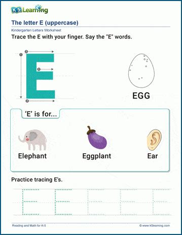 The Letter E Worksheet | K5 Learning