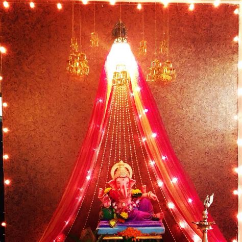 Ganpati decoration | Decoration for ganpati, Ganapati decoration, Ganpati decoration at home