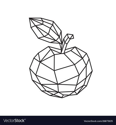 Low poly a tasty apple outline drawing retro Vector Image