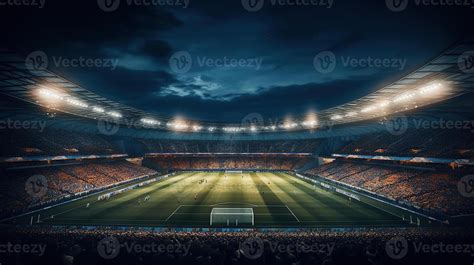 Photo of a soccer stadium at night. Generative AI 26206750 Stock Photo ...