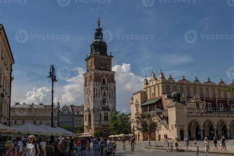 historic old town square in Krakow on a warm summer holiday day 22310765 Stock Photo at Vecteezy