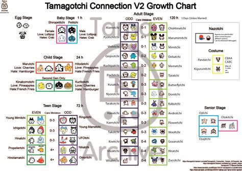 Tamagotchi Connection V2 Growth Chart - Tama Town