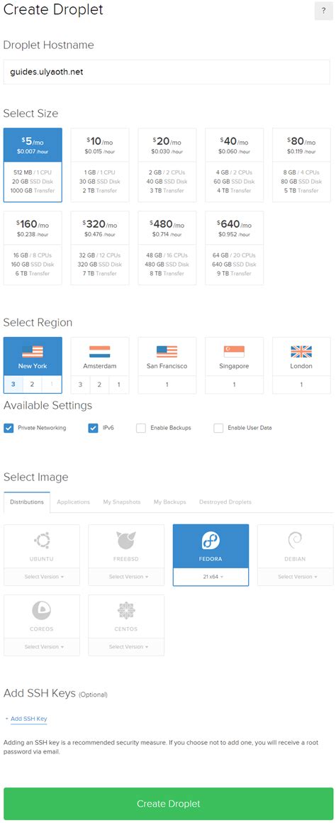 How to create a droplet on DigitalOcean - March 2015