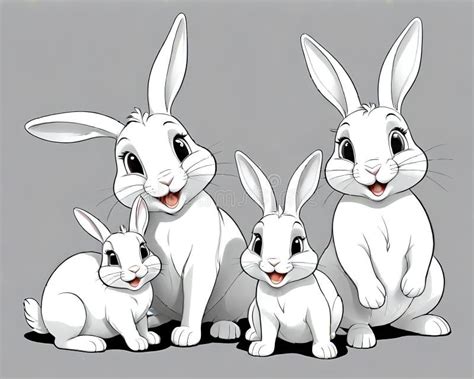 Rabbit Happy Family Minimal Drawing Illustration Stock Illustration - Illustration of monochrome ...