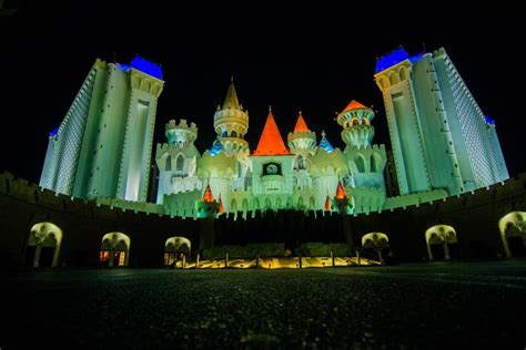 Las Vegas Excalibur Casino at Night Editorial Stock Photo - Image of ...