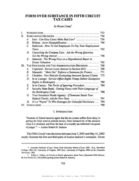 FORM OVER SUBSTANCE IN FIFTH CIRCUIT TAX CASES