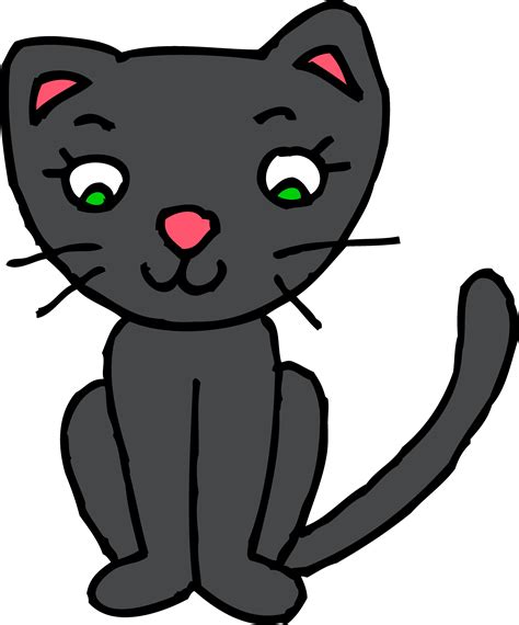 Cute Black Kitty Cat Clipart - Free Clip Art