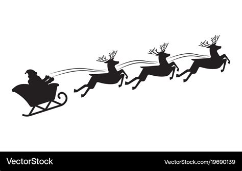 Santa flying in a sleigh with reindeer Royalty Free Vector