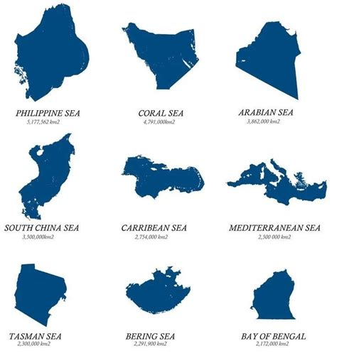 The world's 9 largest seas map and facts - IILSS-International institute for Law of the Sea Studies