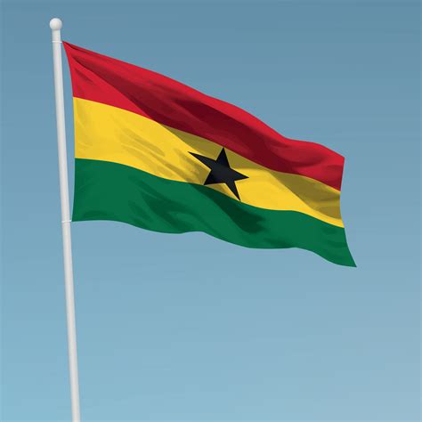 Waving flag of Ghana on flagpole. Template for independence day ...