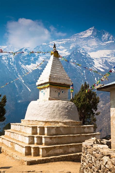 Buddhist stupa with prayer flags. Nepal by Fotoksa Travel Honeymoon Backpack Backpacking ...