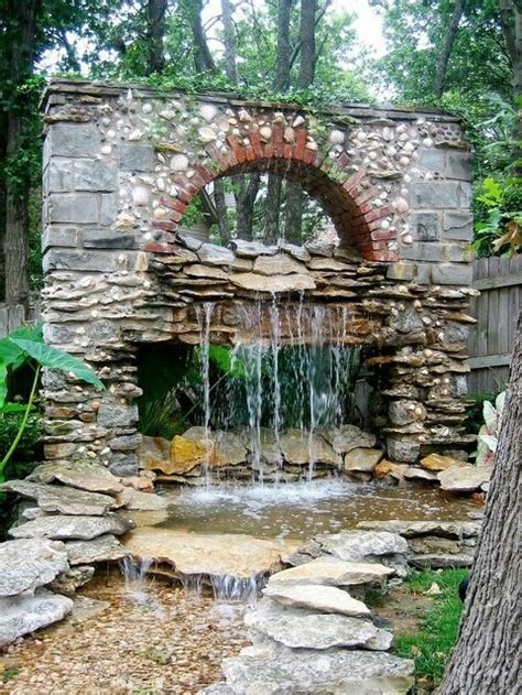 Brick waterfall. | Waterfalls backyard, Water features in the garden, Fountains