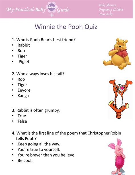 Free Winnie the Pooh Baby Shower Games - My Practical Baby Shower Guide