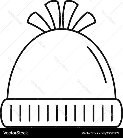 Woolen winter hat icon outline style Royalty Free Vector