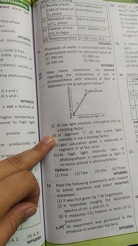 Photolysis of water is associated with the with:photosystem which has abs..