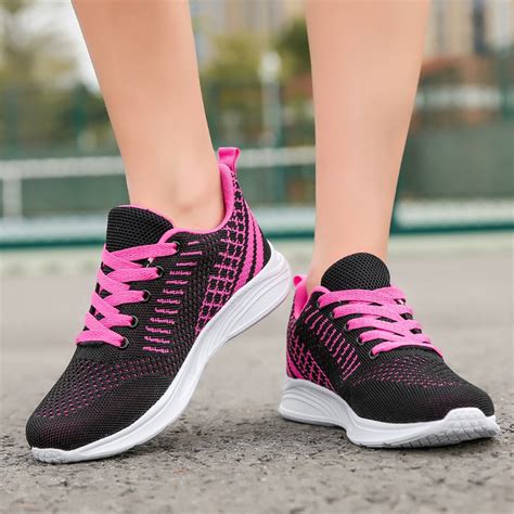 Ladies Shoes Fashion Comfortable Mesh Breathable Lace Up Casual ...