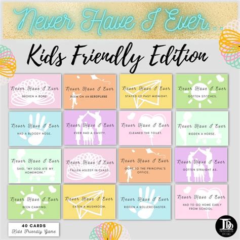 Kids Friendly Edition Never Have I Ever / Kids Activity / - Etsy