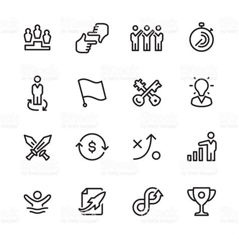 16 line black and white icons / Corporate Business Set | Corporate business, Business icon, Icon ...