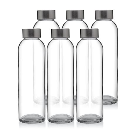 6-Pack California Home Goods Glass Water Bottles (16 Oz) - Tanga