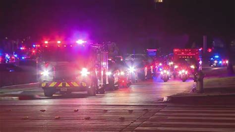 Procession for Carrollton police officer killed in late night crash - YouTube