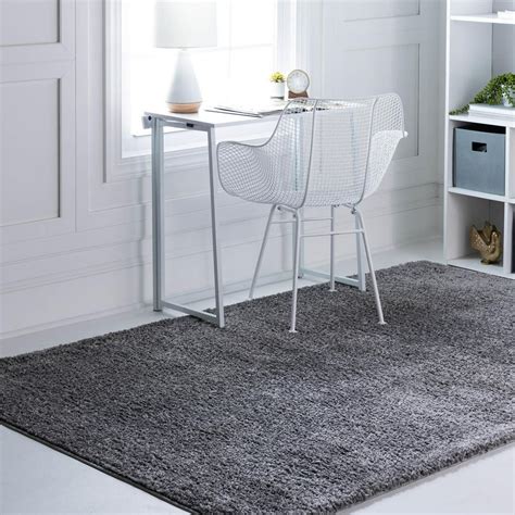 Rugs.Com Soft Solid Shag Collection Area Rug – 6X9 Grey Shag Rug ...