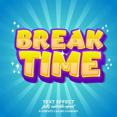 Break time sticker, modern cartoon font effect | Premium Vector