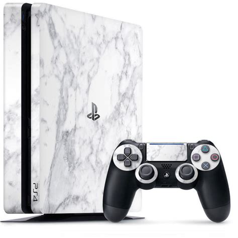 White Marble PS4 Slim Skin - Uniqfind