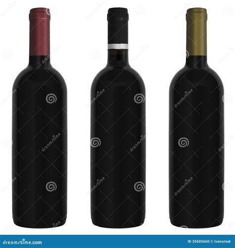 Three bottles red wine stock photo. Image of cutout, unopened - 35605660