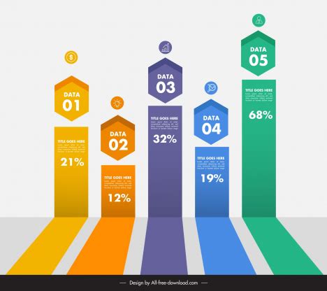 Infographic graph template vertical tabs geometry design vectors stock ...