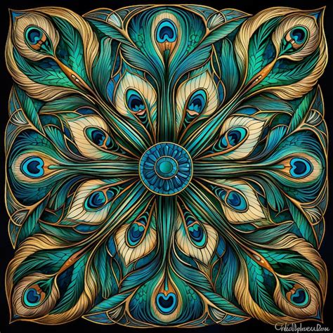 Premium AI Image | PEACOCK FEATHERS MANDALA BACKGROUND