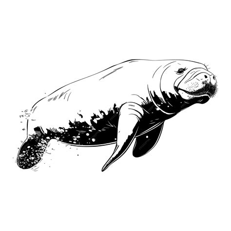 Premium Vector | Hand drawn sketch manatee illustration