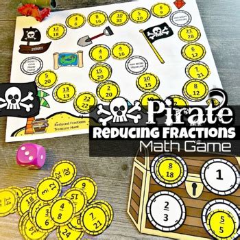 Pirate Reducing Fractions Printable Math Game by Beth Gorden | TpT