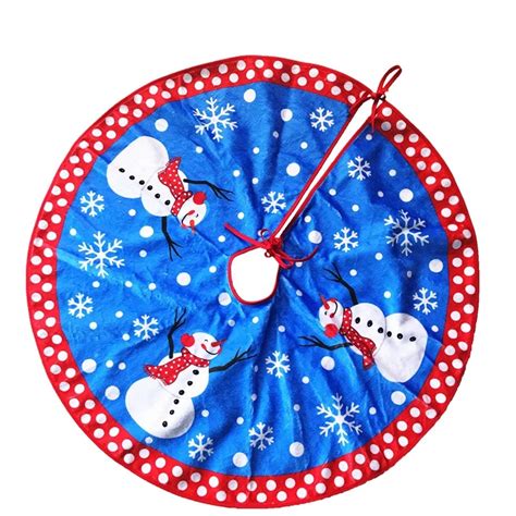 2018 80CM Blue Snowman Tree Skirt Supplies Decoration High grade Velvet Tree Skirt christmas ...