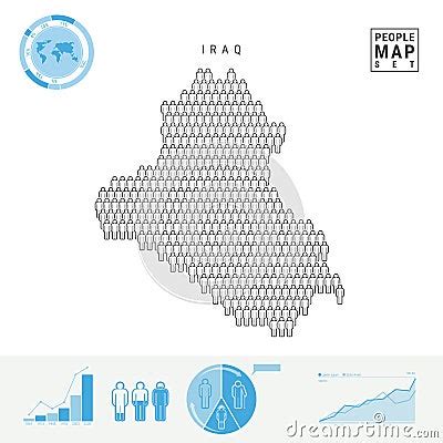 Iraq People Icon Map. Stylized Vector Silhouette Of Iraq. Population ...