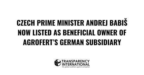 Czech Prime Minister Andrej Babiš now listed as… - Transparency.org