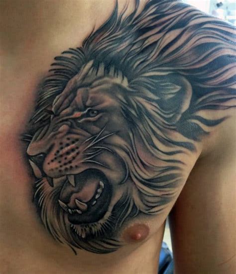 Lion Chest Tattoos For Men