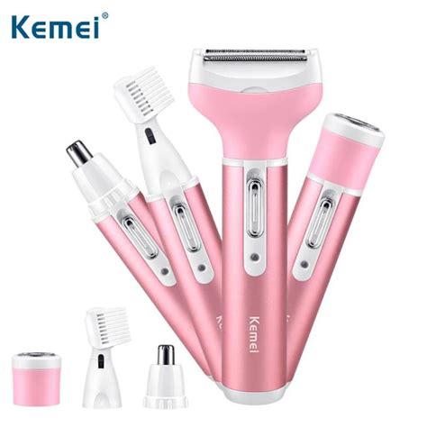 Kemei KM 6637 Electric Shaver 4 in 1 Rechargeable Hair Trimmer Women Hair Removal Machine ...