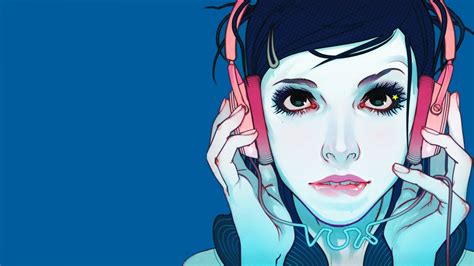 Wallpaper : anime girls, headphones, blue, DubstepGutter, digital art, artwork, simple ...