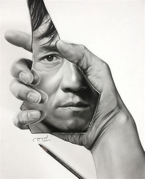 Realistic 3D Illusion Portrait Drawings | Portrait drawing, Realistic ...