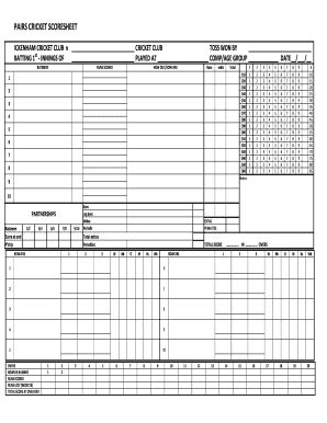 score sheet cricket Forms and Templates - Fillable & Printable Samples ...