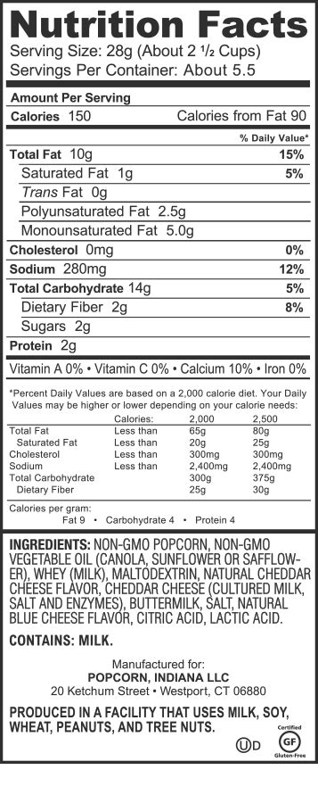 Nutrition Facts | Popcorn, Indiana