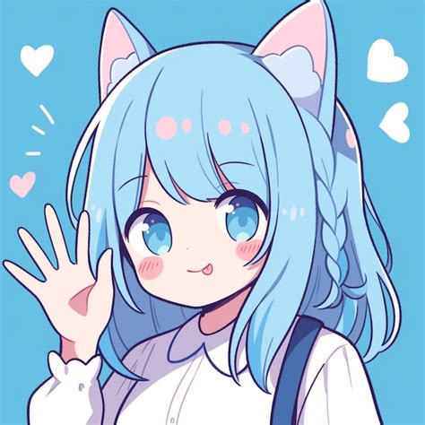 Premium Photo | Anime girl with blue hair and blue eyes waving her hand ...