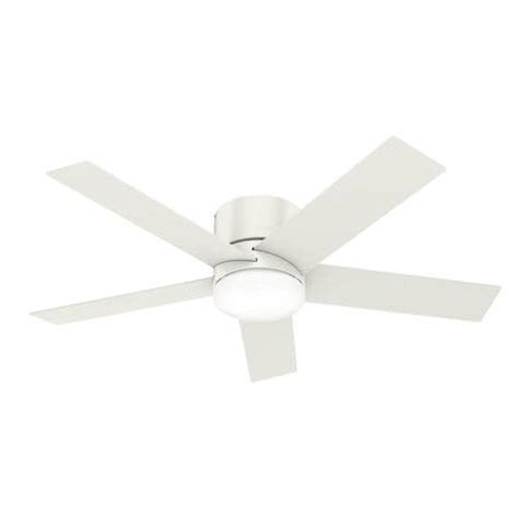 Hunter Low Profile LED 52-in Satin White Indoor Flush Mount Ceiling Fan ...