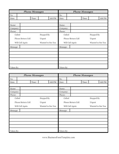 Daily Phone Message Log Template Download Printable PDF | Templateroller