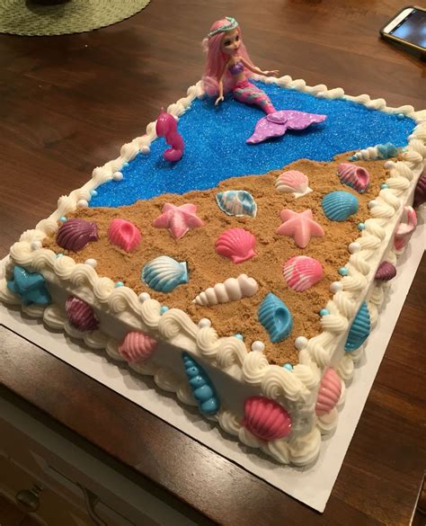 Mermaid cake - DIY decoration on a Costco cake | Mermaid birthday cakes, Mermaid cakes, Mermaid ...