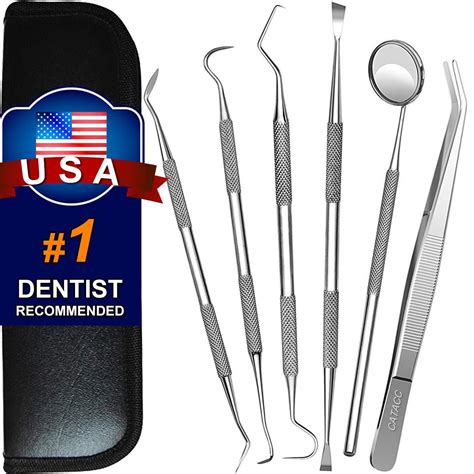 Dental Tools, 6 Pack Teeth Cleaning Tools Stainless Steel Dental ...